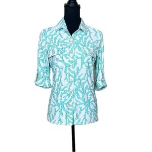NWT J. McLaughlin Aqua Marine Forest Top (V)